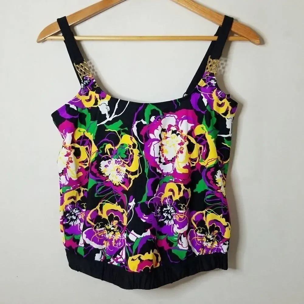 Catalina tankini swim top floral size medium